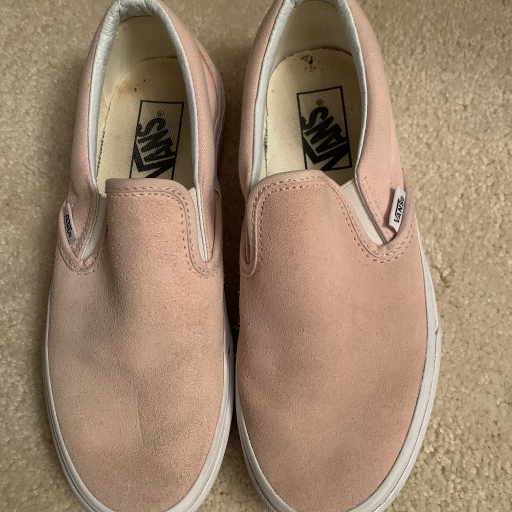 Van pink suede slip ons